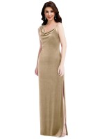 Asymmetrical One Shoulder Velvet Maxi Slip Bridesmaid Dress UK