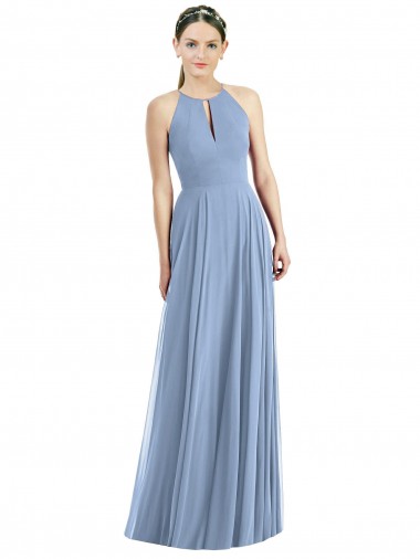 Keyhole Halter Chiffon Maxi Bridesmaid Dress UK