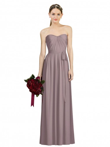 Sweetheart Neckline Long Full Length Chiffon Bridesmaid Dress UK