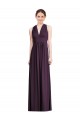 Long Chiffon V-Neck Bridesmaid Dress with Shirred Bodice UK