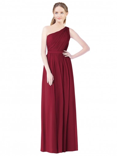 One Shoulder Full Length Long Chiffon Bridesmaid Dress. UK