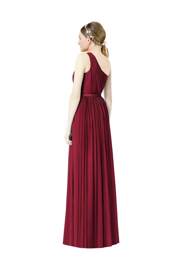 One Shoulder Full Length Long Chiffon Bridesmaid Dress. UK