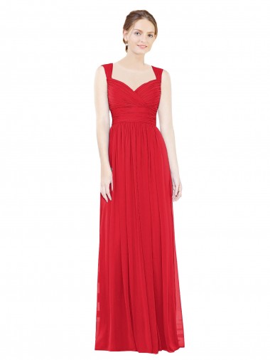 Full-Length Long Chiffon Bridesmaid Dress with Side Front Slit UK