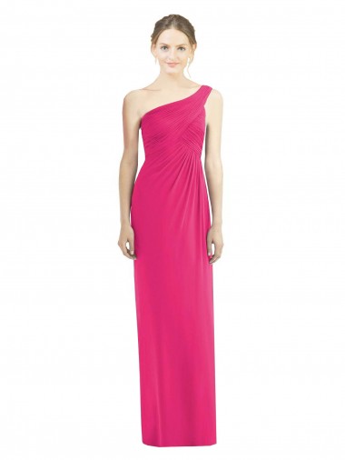 One Shoulder Long Chiffon Bridesmaid Dress UK