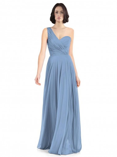 One Shoulder Long Chiffon Bridesmaid Dress with Sweetheart Bodice UK