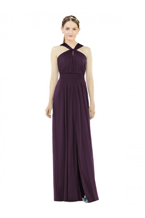 Maxi Chiffon Halter Neck Bridesmaid Dress UK