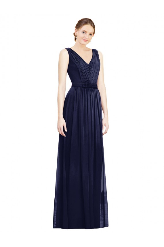 Full-Length V-Neck Lux Chiffon Bridesmaid Dress with V-Back UK