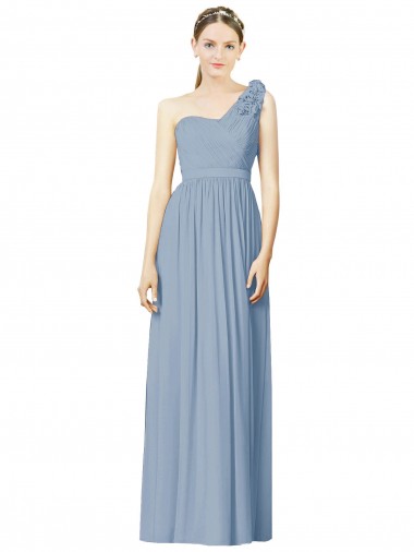 Flower Shoulder Draped One Shoulder Chiffon Bridesmaid Dress UK