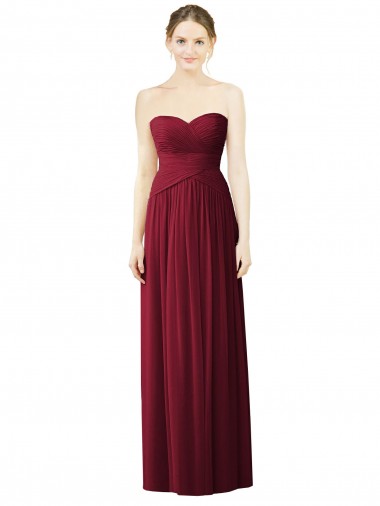 Draped Full Length Strapless Chiffon Bridesmaid Dress UK