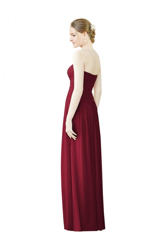 Draped Full Length Strapless Chiffon Bridesmaid Dress UK