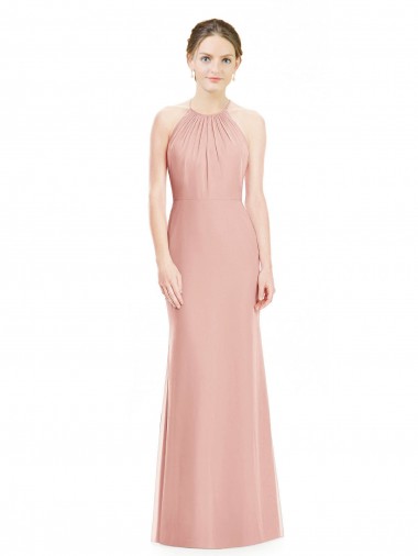 Halter Neck Trumpet Chiffon Bridesmaid Dress UK