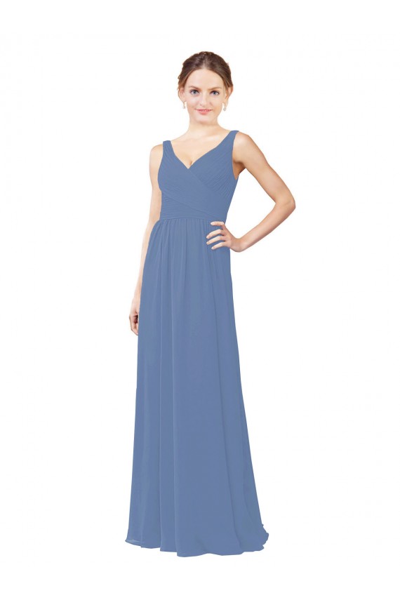 Draped V-Neck Luxe Chiffon Bridesmaid Dress UK