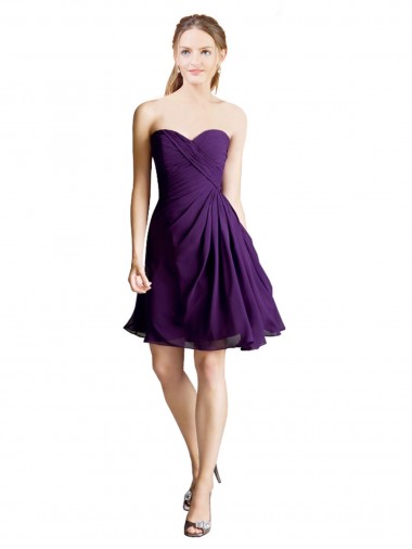 Draped Chiffon Long Sweetheart Bridesmaid Dress UK