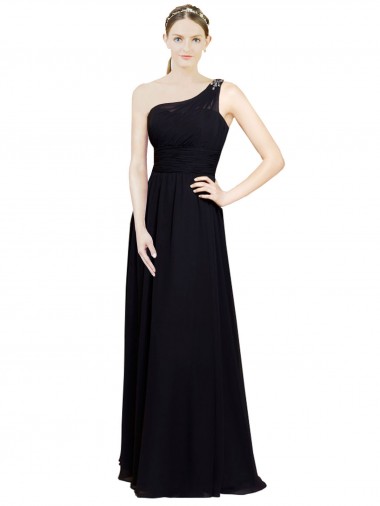 Sweetheart Chiffon Bridesmaid Dress with Beaded One Shoulder Strap UK