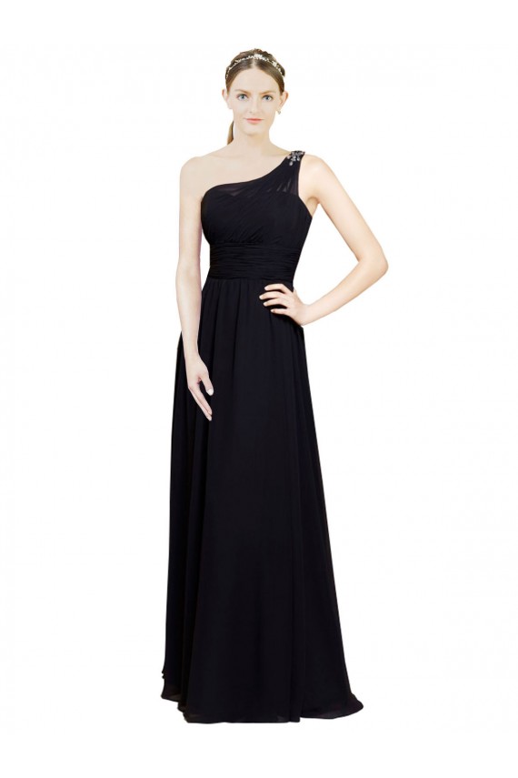 Sweetheart Chiffon Bridesmaid Dress with Beaded One Shoulder Strap UK