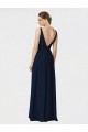 Long Chiffon Bridesmaid Dress with Shirred Bodice and V-Neckline UK