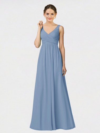 Long Chiffon Bridesmaid Dress with Sweetheart Neckline and Wide Straps UK