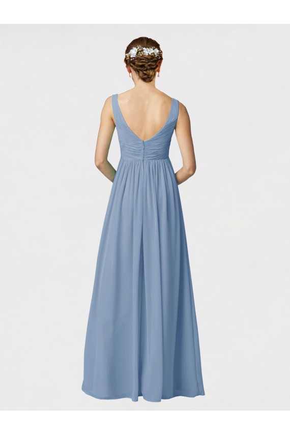 Long Chiffon Bridesmaid Dress with Sweetheart Neckline and Wide Straps UK