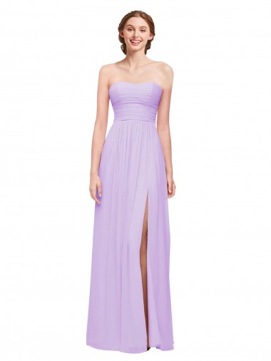 Strapless Mermaid Chiffon Bridesmaid Dress WITH High Side Slit and Ruffles UK