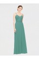 Rouched V-Neckline and Spaghetti Straps Long Chiffon Bridesmaid Dress UK