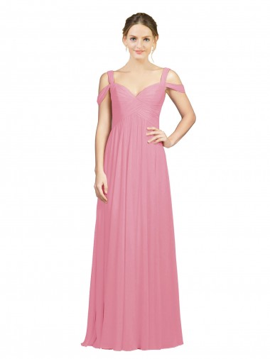 Sweetheart Long Chiffon Bridesmaid Dress with Off the Shoulder Straps UK