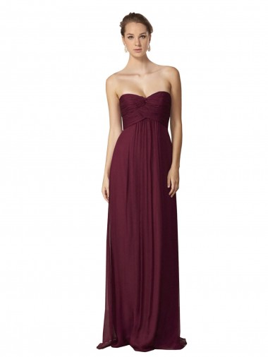 Floor Length Chiffon Bridesmaid Dress with Sweetheart Neckline UK