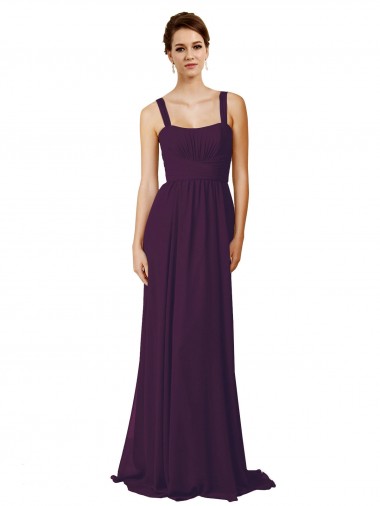 Full Length Chiffon Bridesmaid Dress with Spaghetti Straps UK