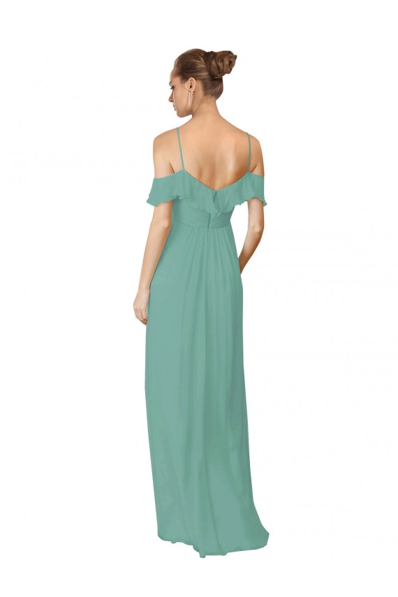 Hand-Ruched Chiffon Bridesmaid Dress with Flutter Sleeves UK