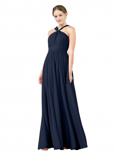 High V-Neck Floor Length Chiffon Bridesmaid Dress UK