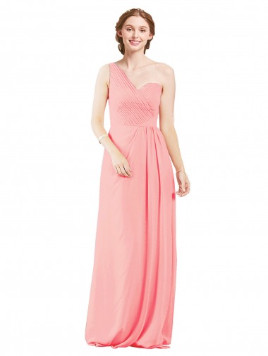 One Shoulder Sweetheart Neckline Long Chiffon Bridesmaid Dress UK