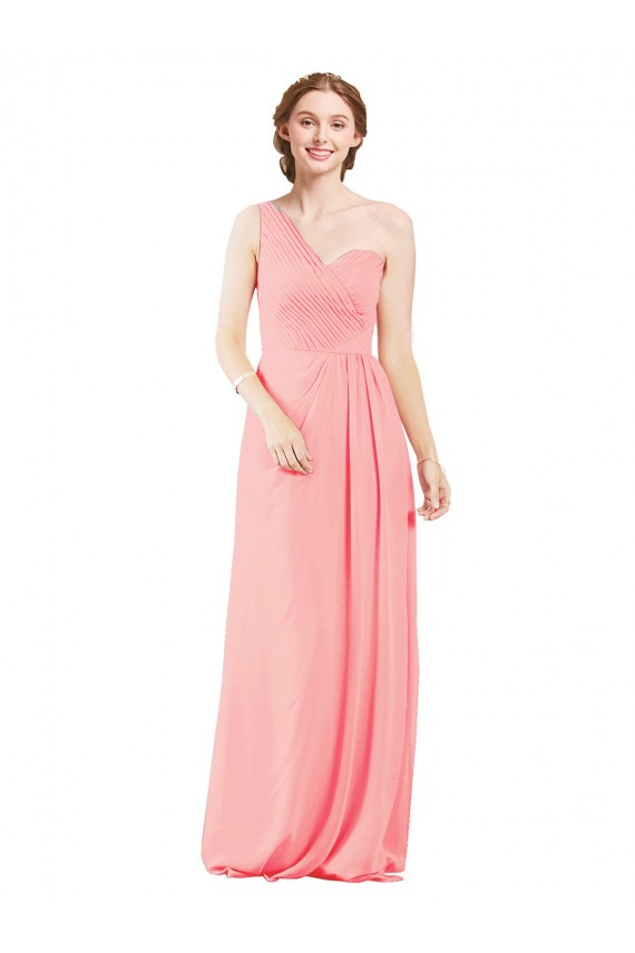 One Shoulder Sweetheart Neckline Long Chiffon Bridesmaid Dress UK