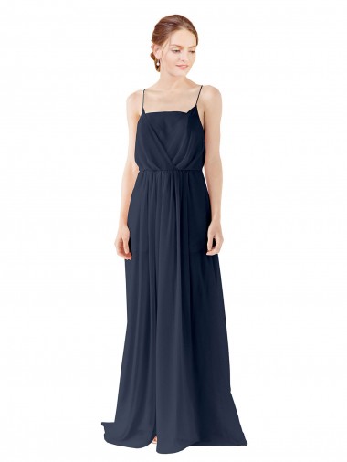 Spaghetti Straps Open Back Long Chiffon Bridesmaid Dress UK