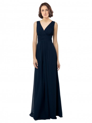 Chiffon Sleeveless Bridesmaid Dress with V Front and Back UK