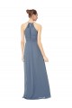 Spaghetti Strap Long Chiffon Halter A-Line Bridesmaid Dress UK