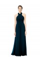 Keyhole Back Long Chiffon Halter Dress with Halter Straps Cross Neck UK