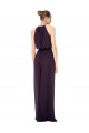 High Neck Long Chiffon Halter Bridesmaid Dress with Drape Chiffon Overlay UK