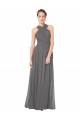 Long Chiffon Halter Bridesmaid Dress Keyhole Back UK