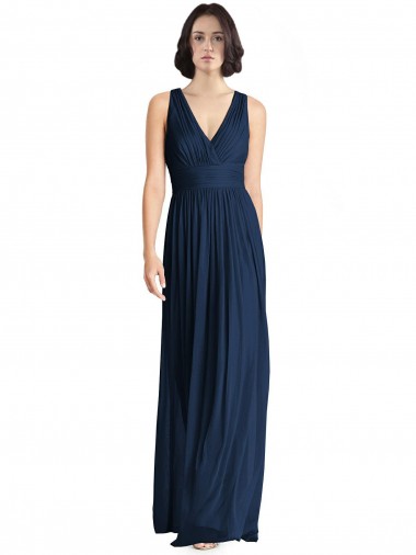 Cut Out Back Long Chiffon V-Neck Bridesmaid Dress UK