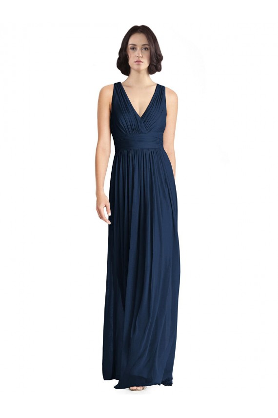 Cut Out Back Long Chiffon V-Neck Bridesmaid Dress UK