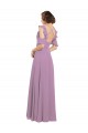 Long Chiffon Bridesmaids Dress with Flounced Sleeve Detail and Criss Cross Back UK