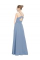 Chiffon Bridesmaids Dress with Draped V-Neck Bodice and Keyhole Back UK