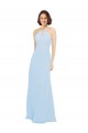 Floor Length Chiffon Bridesmaids Dress with Front Keyhole Neckline UK