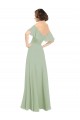 Boho Chic Chiffon Bridesmaids Dress with Off the Shoulder Neckline UK