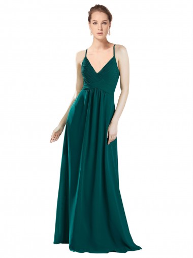 Sexy Chiffon Bridesmaid Dress with Deep V-Neckline UK