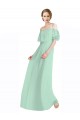 Spaghetti Straps Long Chiffon Off-The-Shoulder Bridesmaid Dress with Double Flounce Sleeves UK