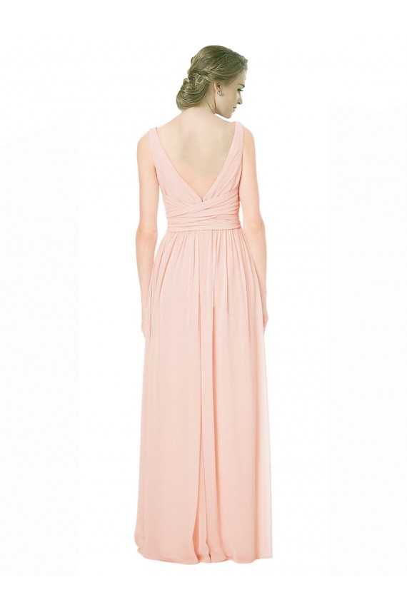 Full Length Chiffon Bridesmaid Dress with V-Front and Back UK