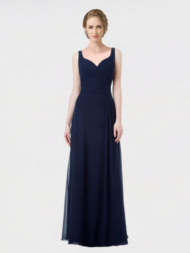 Long Chiffon Bridesmaid Dress with Sweetheart Neckline and Shoulder Straps UK