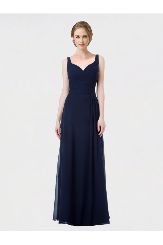 Long Chiffon Bridesmaid Dress with Sweetheart Neckline and Shoulder Straps UK