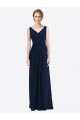 Long Chiffon V-Neck Sleeveless Bridesmaid Dress with Criss-Cross Pleated Bodice UK