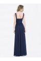 Long Chiffon V-Neck Sleeveless Bridesmaid Dress with Criss-Cross Pleated Bodice UK